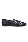 Buy_SHUTIQ_Black Textured Herringbone Double Monk Shoes_Online_at_Aza_Fashions