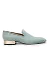 Buy_SHUTIQ_Green Plain Marteen Cyna Suede Loafers_Online_at_Aza_Fashions