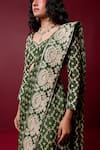 Ridhimaa Gupta_Green Viscose Raw Silk Deveshi Bandhani Pattern Pre-draped Saree With Blouse _Online_at_Aza_Fashions