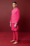 Ridhimaa Gupta_Pink Viscose Raw Silk Embroidered Resham Devah Quilted Bundi _Online_at_Aza_Fashions