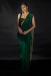 Buy_Nikhil Thampi_Emerald Green Volvo Tasselled Pallu Pre-draped Saree With Blouse  _at_Aza_Fashions