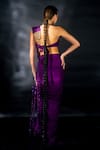 Nikhil Thampi_Purple Volvo Embellished Bead Tasselled Pre-draped Saree With Blouse _Online_at_Aza_Fashions