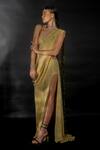 Nikhil Thampi_Gold Volvo Embellished Shimmer Pre-draped Lehenga Saree With Blouse  _Online_at_Aza_Fashions