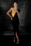 Shop_Nikhil Thampi_Black Volvo Embellished Tassel Pallu Pre-draped Saree With Corset _Online_at_Aza_Fashions