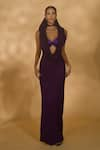 Buy_Nikhil Thampi_Purple Volvo Embellished Rhinestone Deep Cowl Gown With Bralette _at_Aza_Fashions