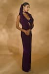 Shop_Nikhil Thampi_Purple Volvo Embellished Rhinestone Deep Cowl Gown With Bralette _at_Aza_Fashions