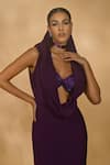 Buy_Nikhil Thampi_Purple Volvo Embellished Rhinestone Deep Cowl Gown With Bralette 