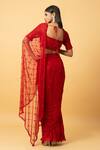Shop_Quench A Thirst_Red Georgette Jaal Embellished Pre-draped Saree With Blouse _at_Aza_Fashions
