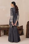 Shop_Inej_Grey Velvet Embroidered Kashmiri Round Floral Kurta And Gharara Set _at_Aza_Fashions