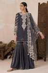 Shop_Inej_Grey Organza Embroidered Floral Border Dupatta _at_Aza_Fashions