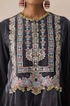 Shop_Inej_Grey Velvet Embroidered Floral Round Kalidar Kurta And Salwar Set _Online_at_Aza_Fashions