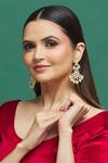Our Purple Studio_White Beads Kundan Studded Dangler Earrings _Online_at_Aza_Fashions