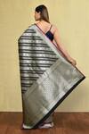 Shop_Nazaakat by Samara Singh_Black Silk Woven Stripe Saree With Running Blouse_at_Aza_Fashions