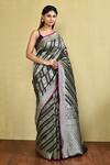 Buy_Nazaakat by Samara Singh_Black Silk Woven Stripe Saree With Running Blouse_Online_at_Aza_Fashions