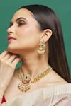Our Purple Studio_Red Diamonds, Stones Kundan Embellished Pendant Necklace Set _Online_at_Aza_Fashions