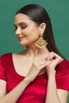 Buy_Our Purple Studio_Gold Plated Pearls, Stones Floral Carved Earrings _Online_at_Aza_Fashions