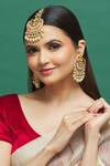 Buy_Our Purple Studio_Gold Plated Stones Embellished Earrings And Maangtikka Set _at_Aza_Fashions