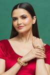 Our Purple Studio_Gold Plated Pearls, Lace, Stones Kundan Encrusted Bangles - Set Of 2 _Online_at_Aza_Fashions