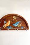 Shop_Floursha_Brown Acacia Wood Hand Paint Key Holder_Online_at_Aza_Fashions