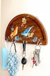 Buy_Floursha_Brown Acacia Wood Hand Paint Key Holder_at_Aza_Fashions