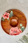 Buy_Floursha_Brown Acacia Wood Hand Paint Mezze Platter Set_Online_at_Aza_Fashions