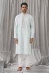 Alaya Advani_Sky Blue Kurta Silk Embroidered Applique Floral Zari With Pant_Online_at_Aza_Fashions