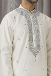 Alaya Advani_White Kurta Silk Embroidered Thread Floral Sprig With Pant_at_Aza_Fashions