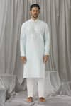 Alaya Advani_Blue Kurta Silk Embroidery Mirror Straight Work With Pant _Online_at_Aza_Fashions