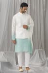 Shop_Alaya Advani_Green Silk Plain Sleeveless Bundi Ombre Kurta Set_at_Aza_Fashions