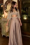 Shop_Roqa_Silver Modal Satin Starlyn Floral Jaal Crystal Embellished Palazzo Set 