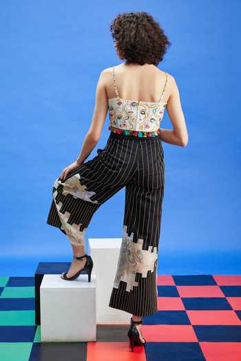 Shop_Shilpi Gupta_Ivory Beads, Embroidery Sweetheart Neck Abstract Thread Corset _at_Aza_Fashions