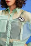 Shilpi Gupta_Green Pearl Organza Embroidered Resham Shirt Sheer Placed Pocket _Online_at_Aza_Fashions