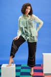 Buy_Shilpi Gupta_Black Cotton Linen Patchwork Panel Trouser _at_Aza_Fashions