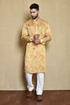 Buy_Arihant Rai Sinha_Yellow Kurta Silk Printed Floral Set _at_Aza_Fashions