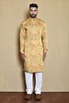 Buy_Arihant Rai Sinha_Yellow Kurta Silk Printed Floral Set _Online_at_Aza_Fashions