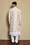 Shop_Arihant Rai Sinha_White Silk, Cotton Embroidery Floral Woven Sherwani Anarkali Set_at_Aza_Fashions