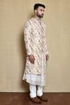 Buy_Arihant Rai Sinha_White Silk, Cotton Embroidery Floral Woven Sherwani Anarkali Set