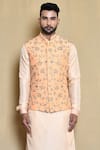 Shop_Arihant Rai Sinha_Cream Kurta And Bundi Silk Embroidered Floral Vine Set _Online_at_Aza_Fashions