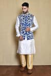 Buy_Arihant Rai Sinha_Blue Silk Embroidered Floral Bundi And Kurta Set _at_Aza_Fashions