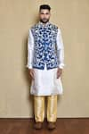 Arihant Rai Sinha_Blue Silk Embroidered Floral Bundi And Kurta Set _at_Aza_Fashions