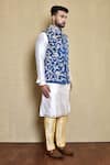 Buy_Arihant Rai Sinha_Blue Silk Embroidered Floral Bundi And Kurta Set 