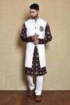 Buy_Arihant Rai Sinha_White Silk, Cotton Embroidery Sherwani With Patola Kurta Set_at_Aza_Fashions