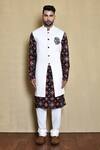 Arihant Rai Sinha_White Silk, Cotton Embroidery Sherwani With Patola Kurta Set_at_Aza_Fashions