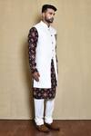 Buy_Arihant Rai Sinha_White Silk, Cotton Embroidery Sherwani With Patola Kurta Set