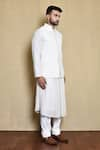 Buy_Arihant Rai Sinha_White Cotton Embroidered Floral Bundi Kurta Set 