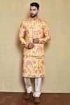 Buy_Arihant Rai Sinha_Yellow Silk Printed Animal Bundi Kurta Set _at_Aza_Fashions