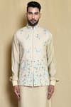 Arihant Rai Sinha_Off White Silk Embroidered Floral Bundi And Kurta Set _at_Aza_Fashions