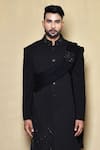 Buy_Arihant Rai Sinha_Black Italian Embroidery Cutdana Placement Sherwani Set _Online_at_Aza_Fashions