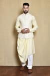 Buy_Arihant Rai Sinha_Cream Kurta Silk Embroidery Thread Bundi And Set _at_Aza_Fashions