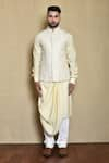 Arihant Rai Sinha_Cream Kurta Silk Embroidery Thread Bundi And Set _at_Aza_Fashions